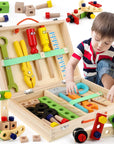 Kreative Werkzeugkiste für Kinder aus Holz sicher für Montessori Lernspielzeug 3