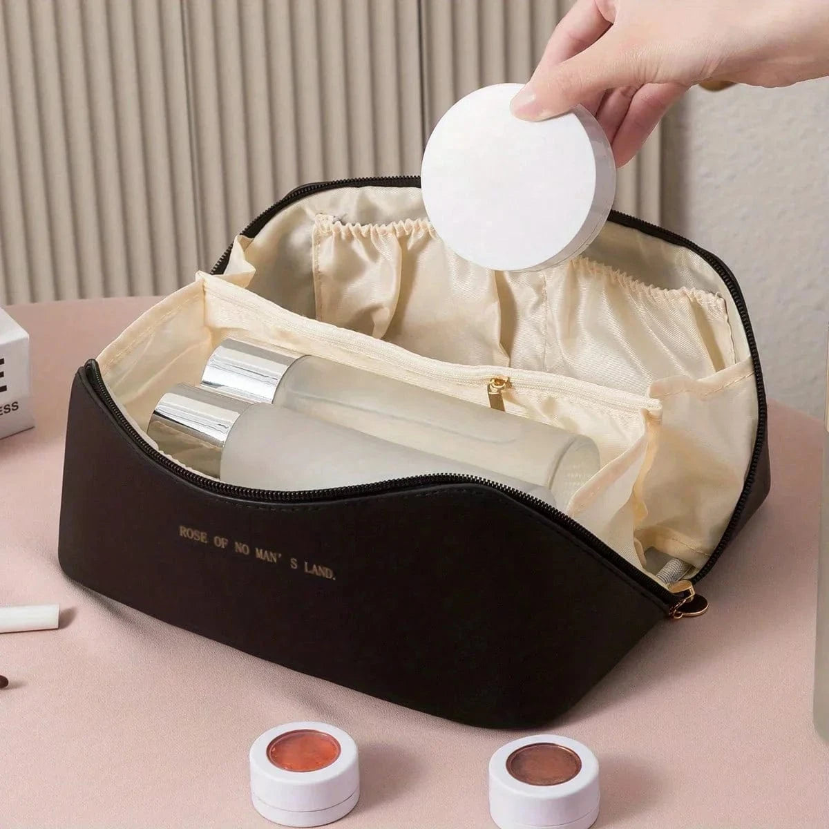 Pavoco Makeup-Organizer Feli geräumiger Kulturbeutel für Damen PU-Leder