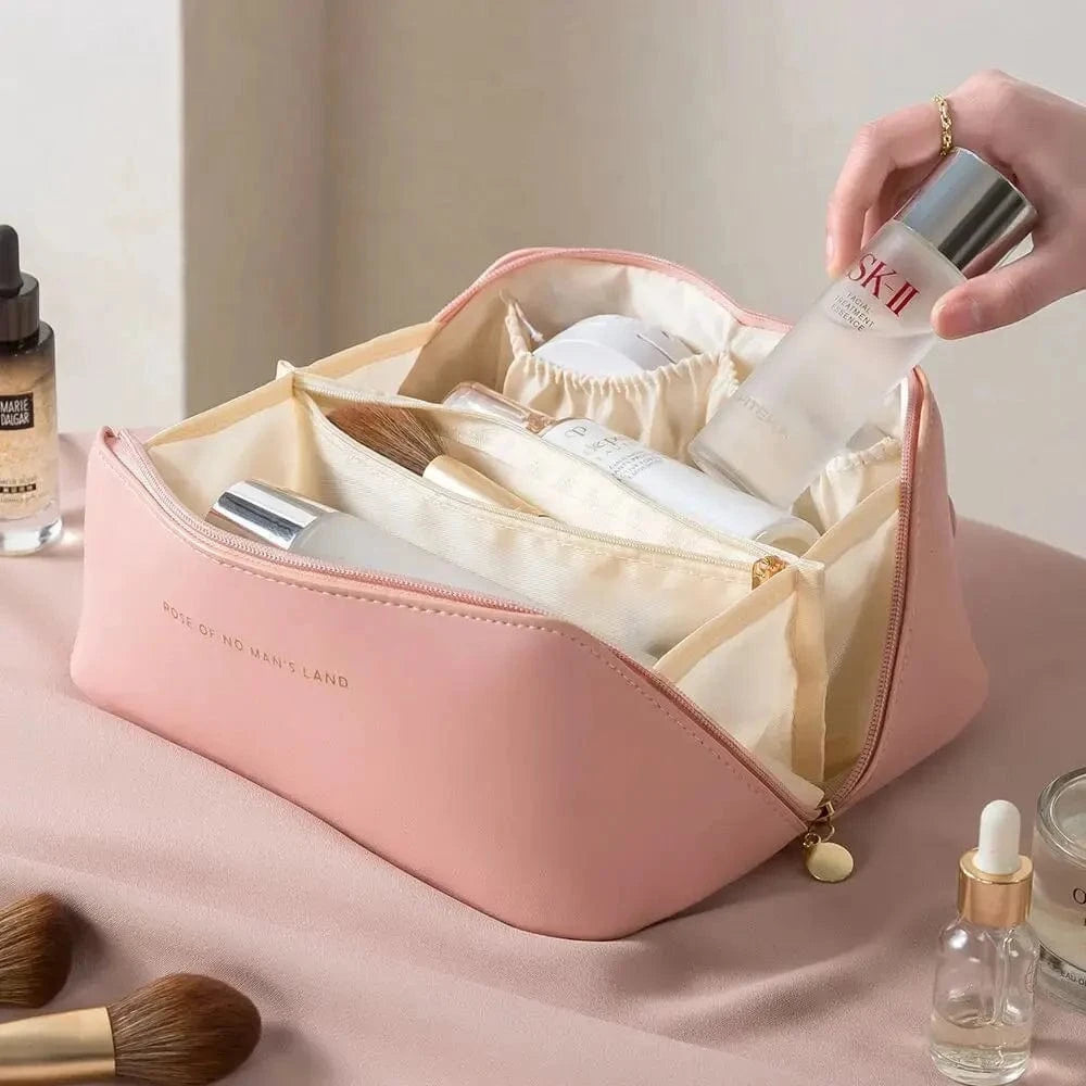 Pavoco Makeup-Organizer Rosa Feli geräumiger Kulturbeutel für Damen PU-Leder