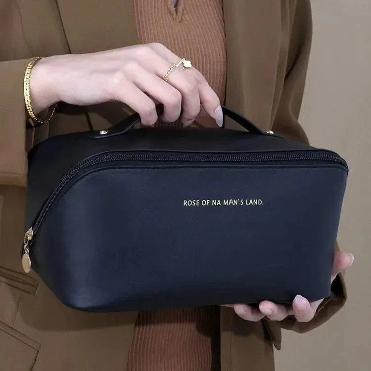 Pavoco Makeup-Organizer Schwarz Feli geräumiger Kulturbeutel für Damen PU-Leder