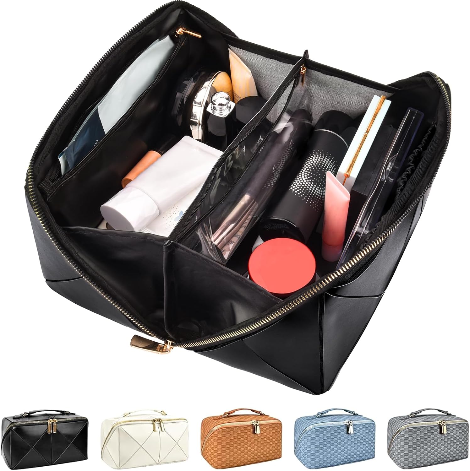 Elegante Reisetasche für Damen groß wasserdicht mit Fächern PU Leder 4