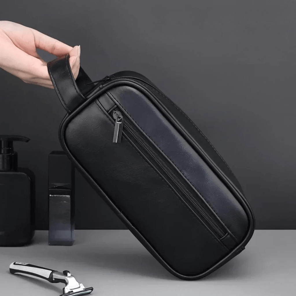 Pavoco Reise-Toilettenartikel-Taschen Adrian elegante Leder Kulturbeutel für Herren geräumig