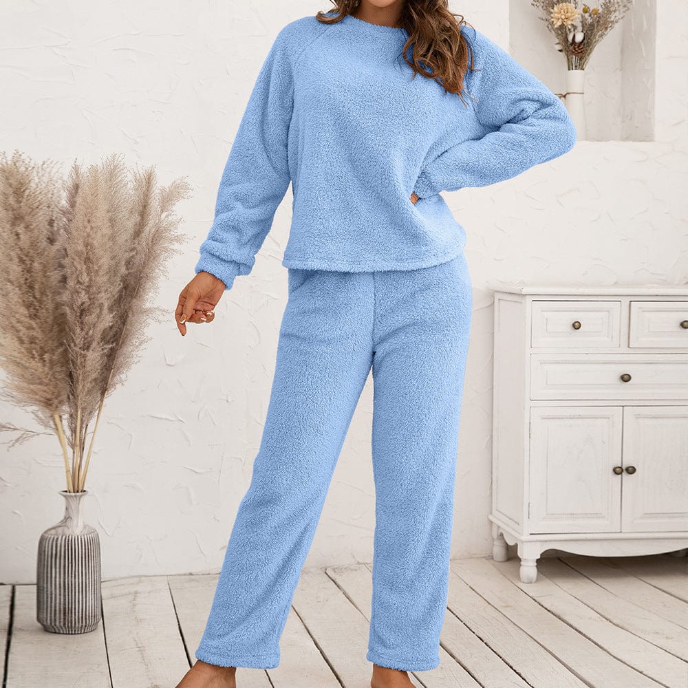 Cozy Fleece Pajama Set for Women Long Sleeve Soft Winter 7