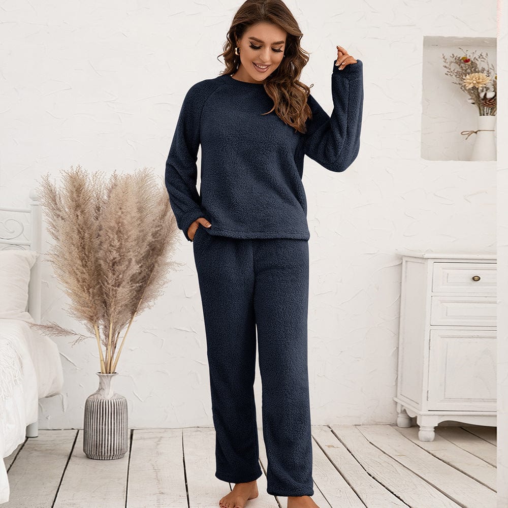 Cozy Fleece Pajama Set for Women Long Sleeve Soft Winter 4