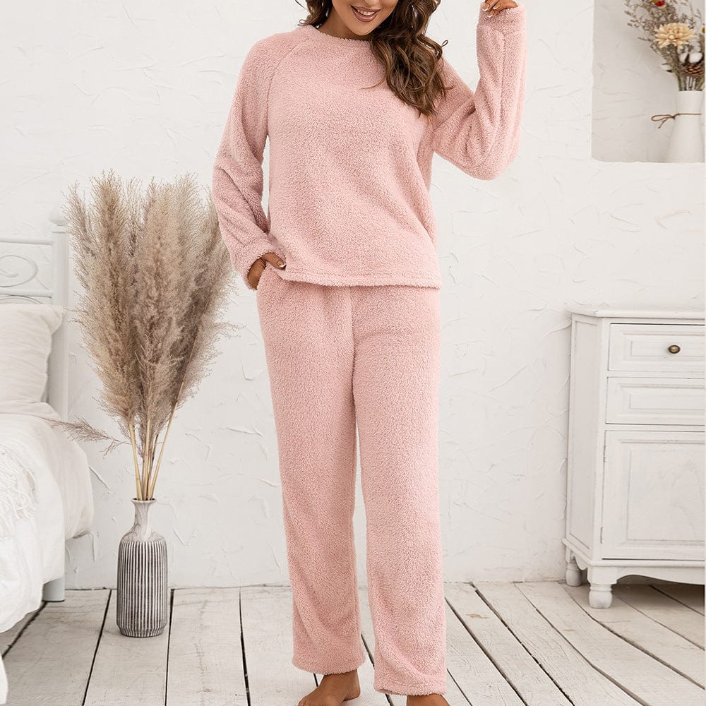 Cozy Fleece Pajama Set for Women Long Sleeve Soft Winter 1