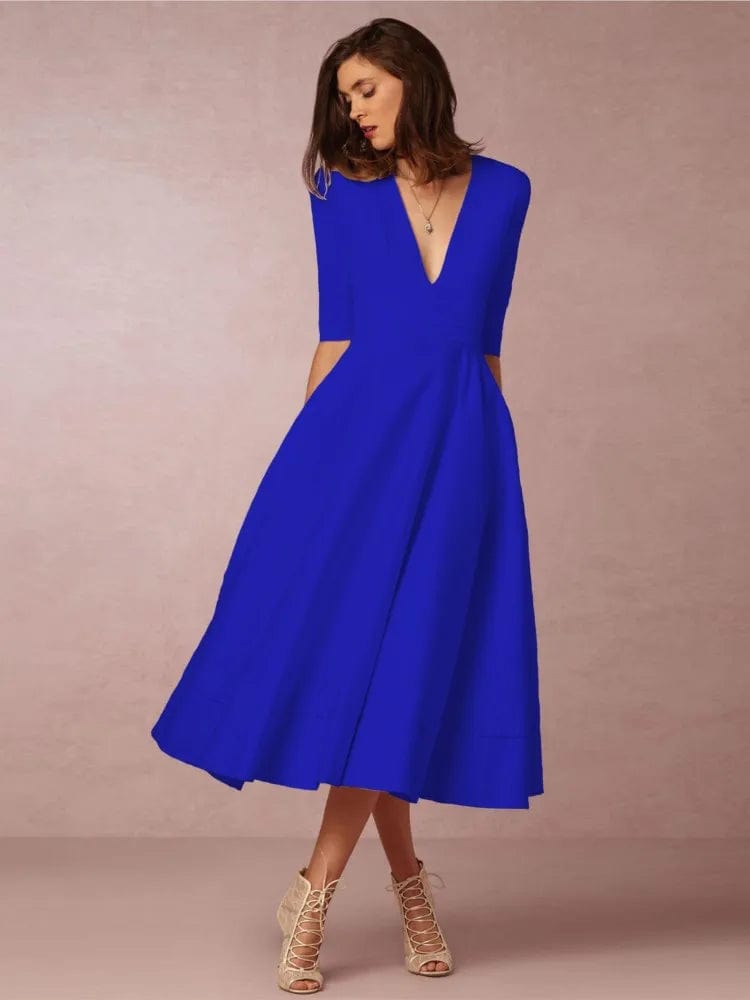 Primadon Abendkleider Blau / S Vivien | elegantes Abendkleid für Damen midi