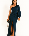 Primadon Abendkleider Dunkelblau / S Maris elegantes Ein-Schulter-Kleid Abendkleid für Damen atmungsaktiv