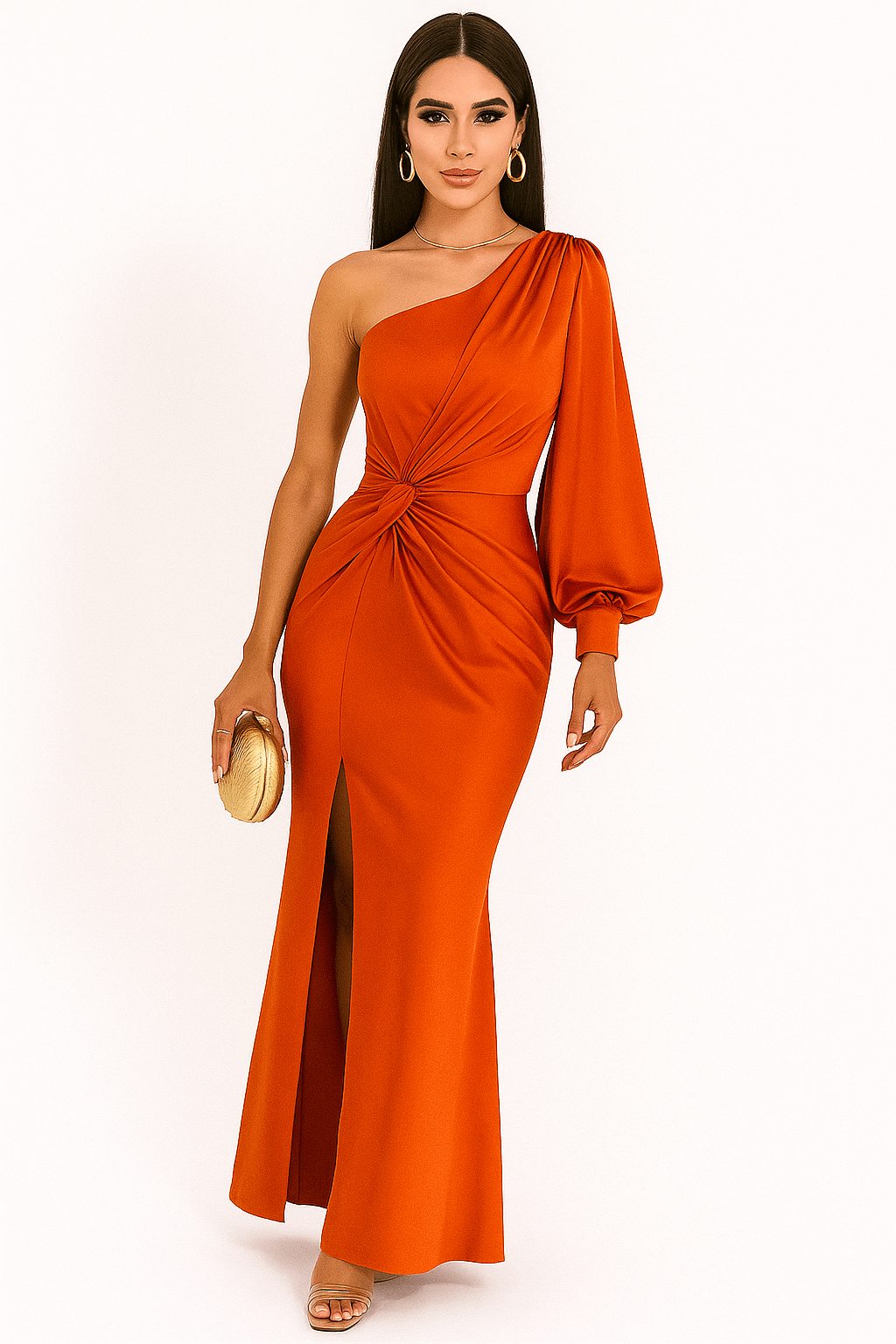 Primadon Abendkleider Orange / S Maris elegantes Ein-Schulter-Kleid Abendkleid für Damen atmungsaktiv