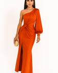 Primadon Abendkleider Orange / S Maris elegantes Ein-Schulter-Kleid Abendkleid für Damen atmungsaktiv
