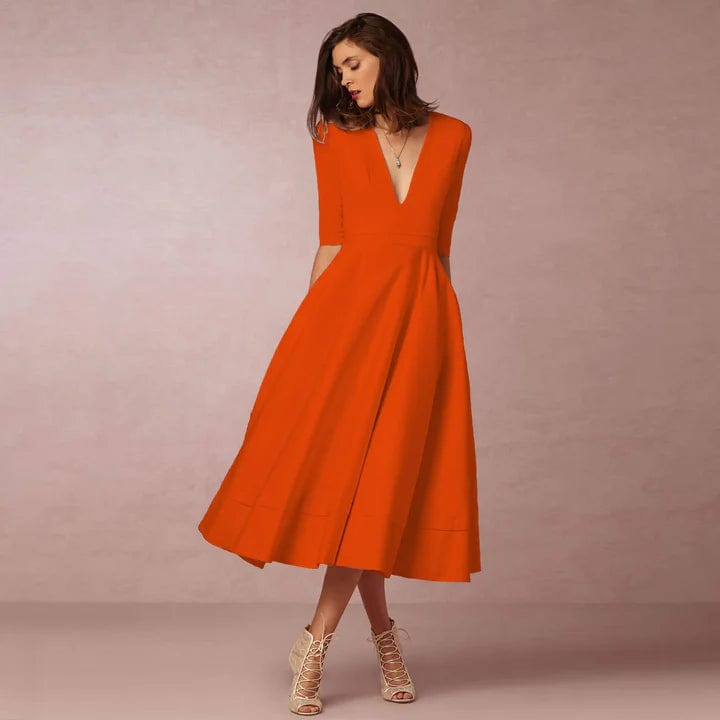 Primadon Abendkleider Orange / S Vivien | elegantes Abendkleid für Damen midi