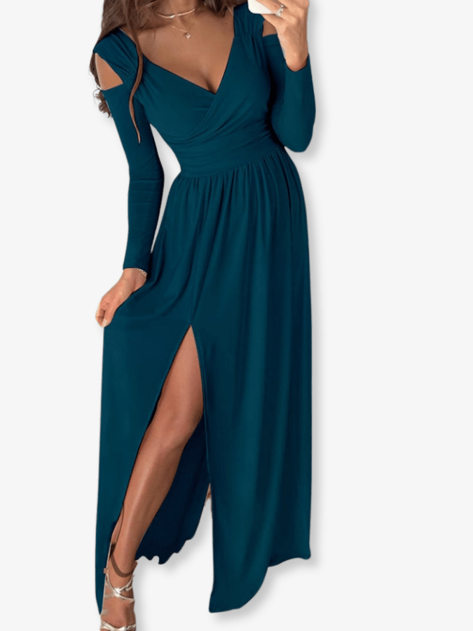 Primadon Abendkleider Petrolgrün / S Valentina | elegantes Abendkleid für Damen langarm