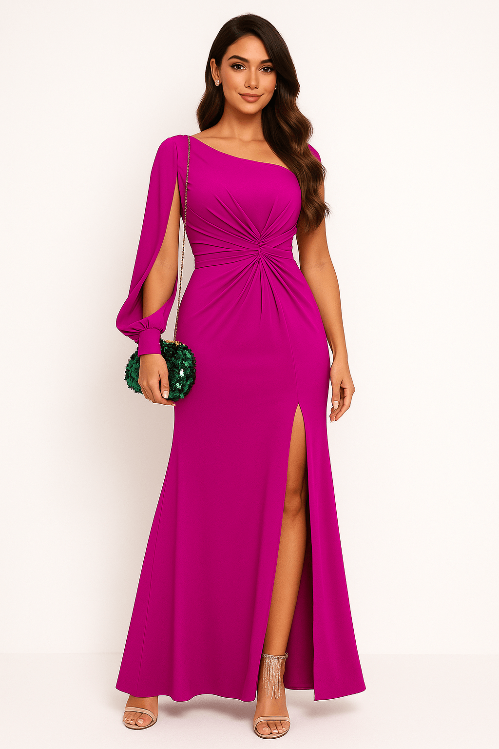 Primadon Abendkleider Rosa / S Maris elegantes Ein-Schulter-Kleid Abendkleid für Damen atmungsaktiv