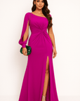 Primadon Abendkleider Rosa / S Maris elegantes Ein-Schulter-Kleid Abendkleid für Damen atmungsaktiv