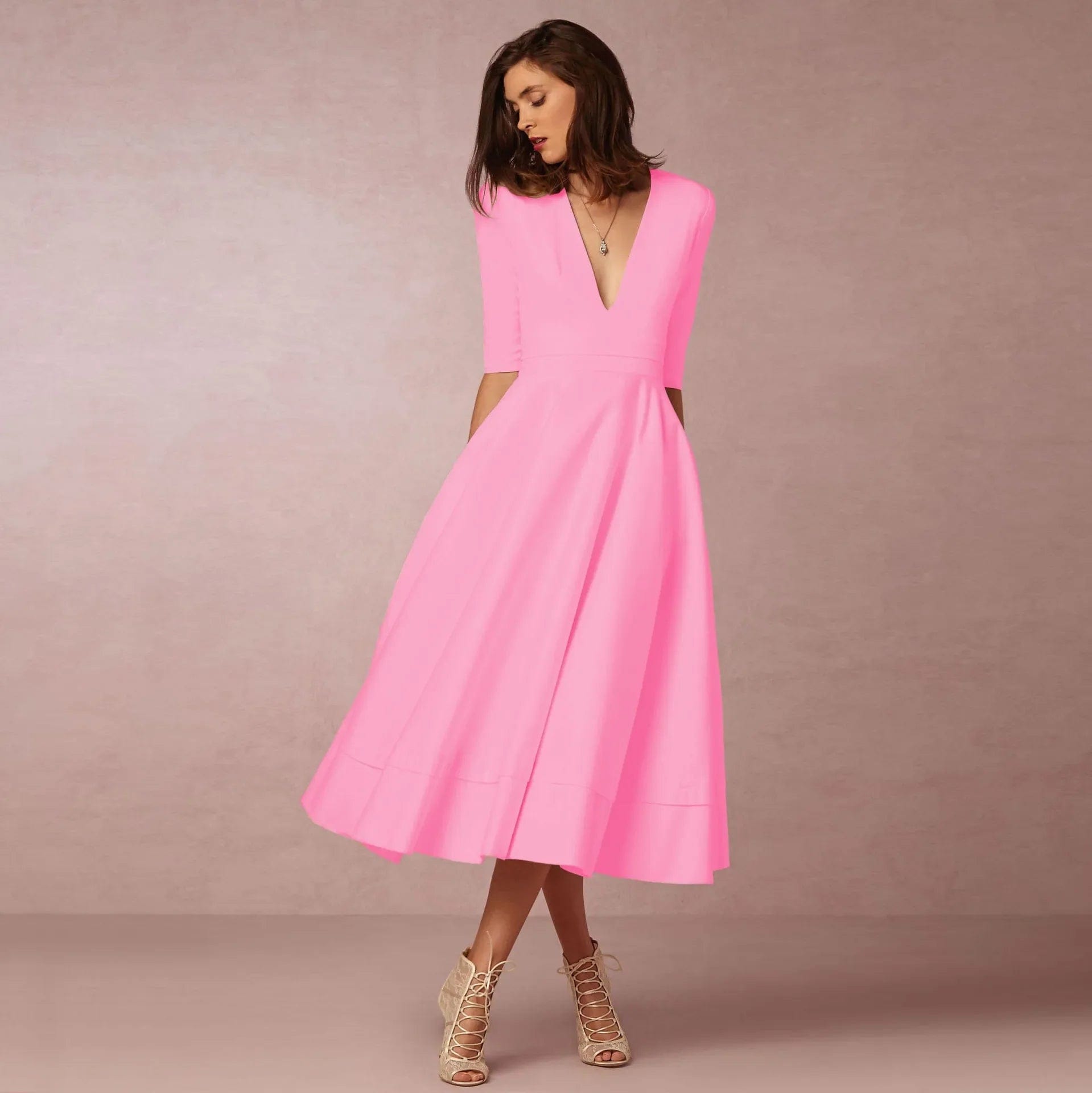 Primadon Abendkleider Rosa / S Vivien | elegantes Abendkleid für Damen midi