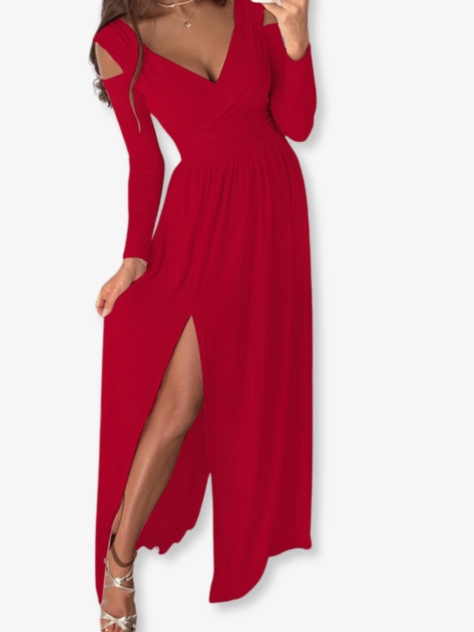 Primadon Abendkleider Rot / S Valentina | elegantes Abendkleid für Damen langarm