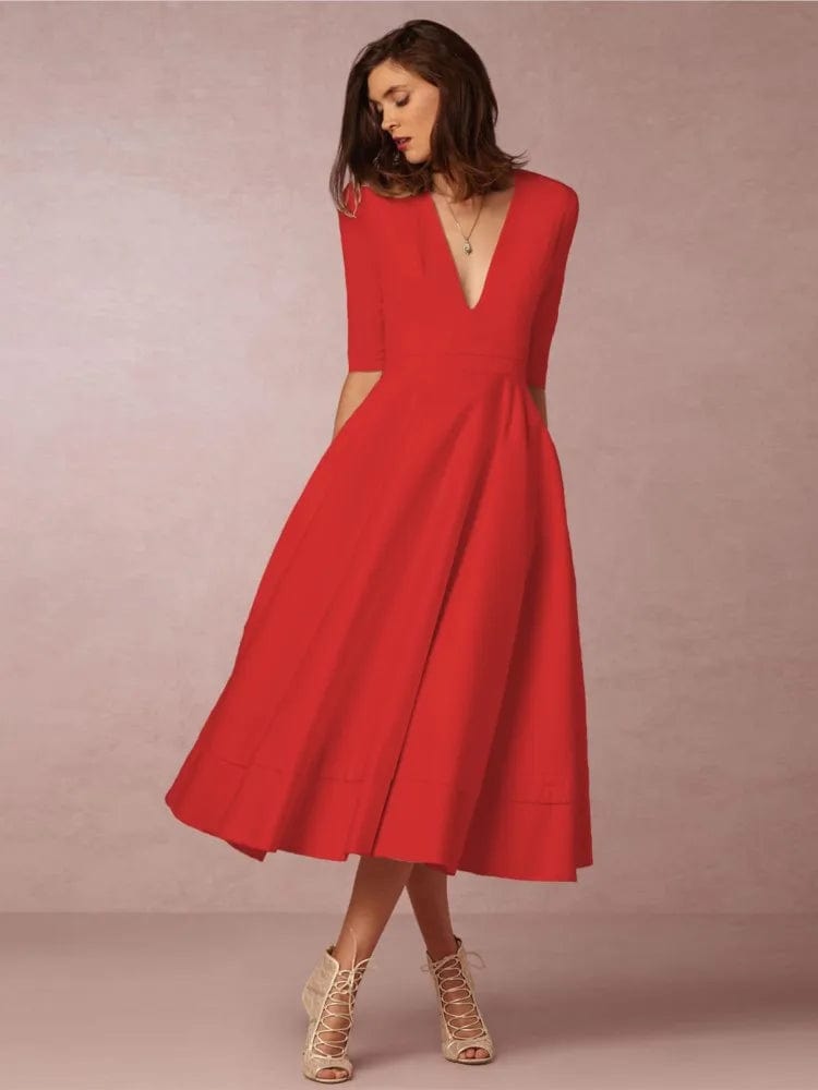 Primadon Abendkleider Rot / S Vivien | elegantes Abendkleid für Damen midi