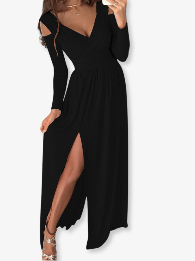 Primadon Abendkleider Schwarz / S Valentina | elegantes Abendkleid für Damen langarm