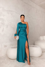 Primadon Abendkleider Türkis / S Maris elegantes Ein-Schulter-Kleid Abendkleid für Damen atmungsaktiv