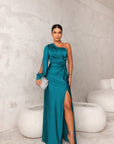 Primadon Abendkleider Türkis / S Maris elegantes Ein-Schulter-Kleid Abendkleid für Damen atmungsaktiv