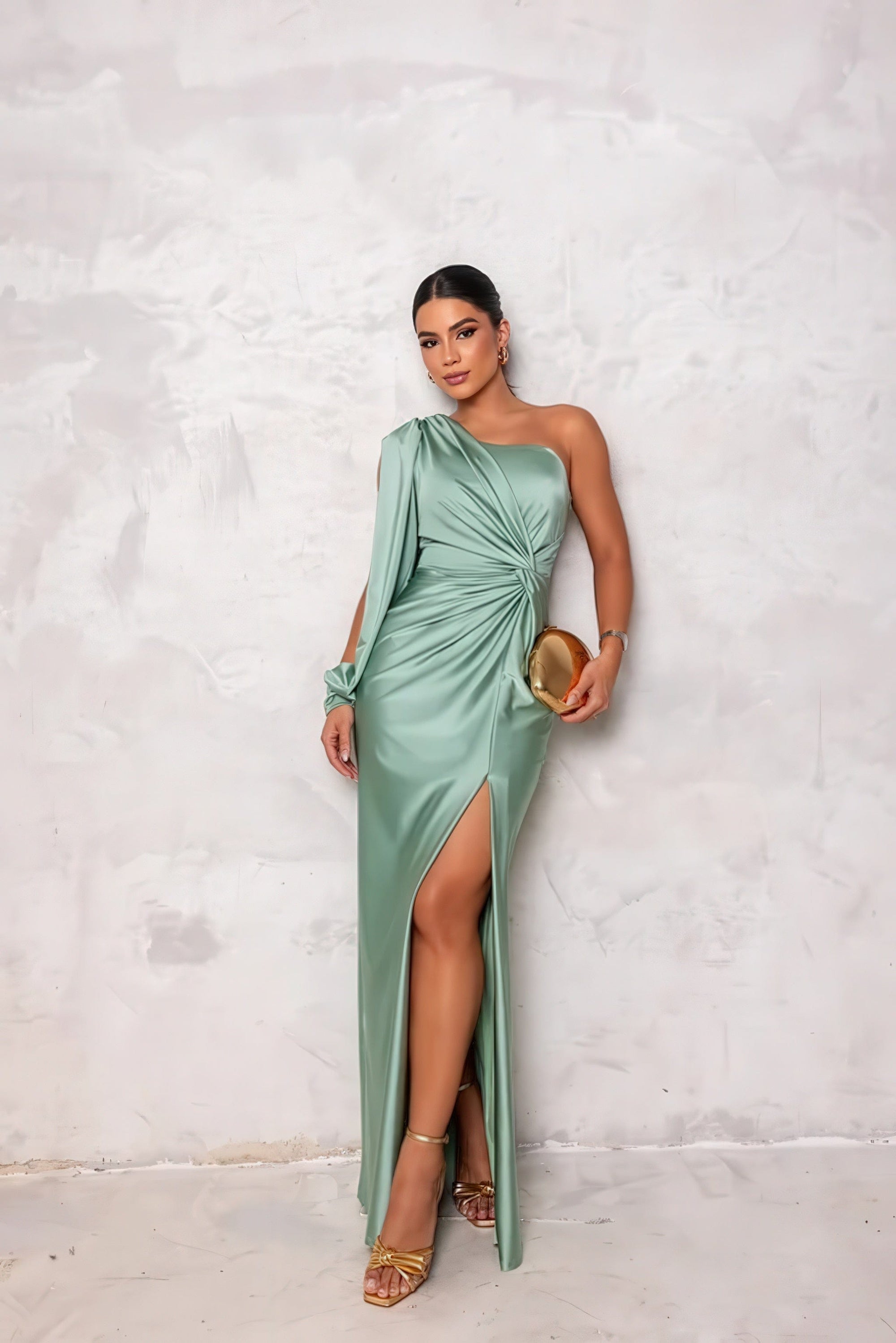 Primadon Abendkleider Wassergrün / S Maris elegantes Ein-Schulter-Kleid Abendkleid für Damen atmungsaktiv
