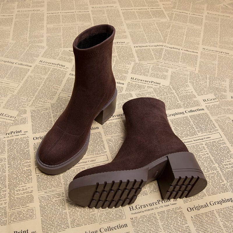 Primadon Absatzstiefel Braun / 35 Saskia elegante Wildlederstiefel für Damen Blockabsatz