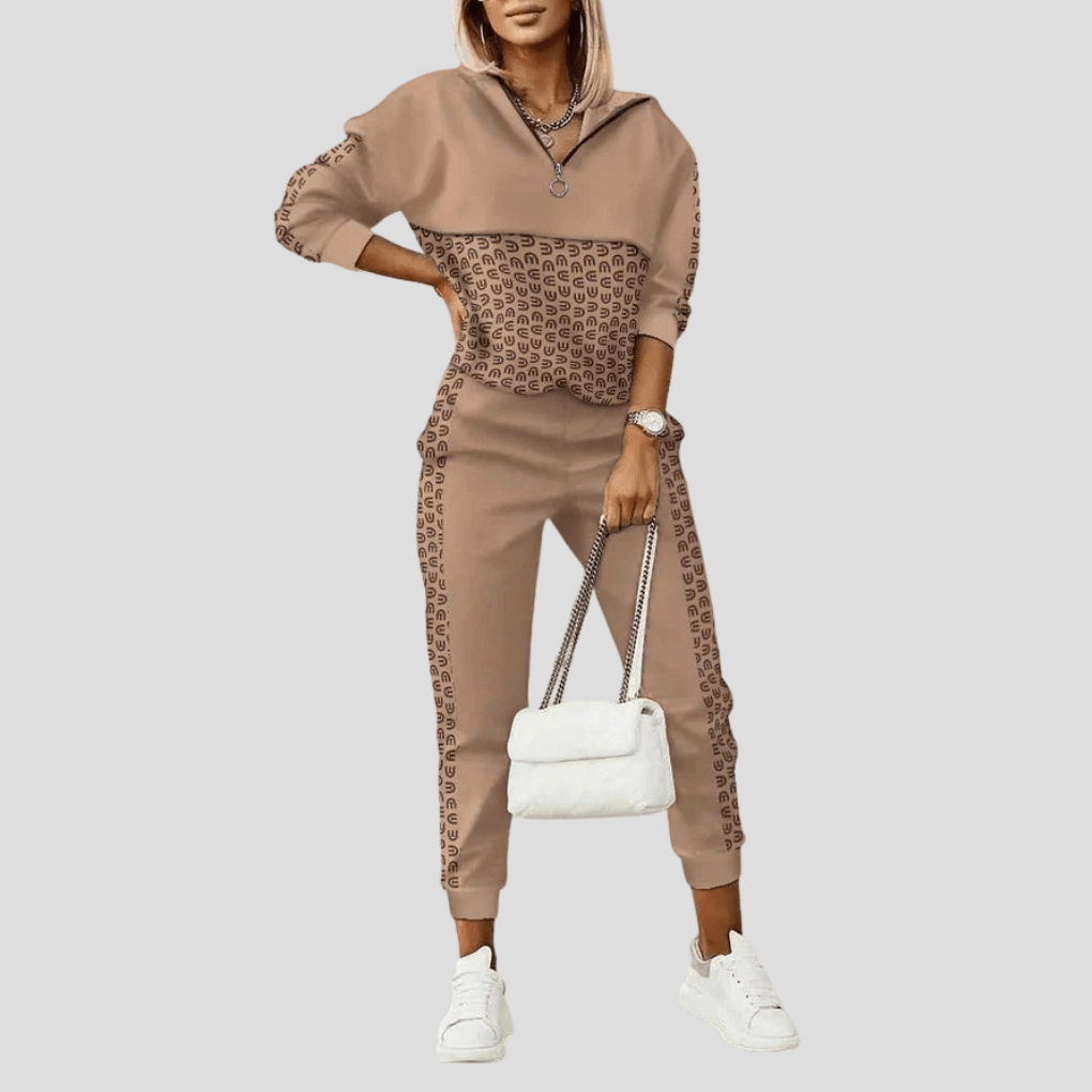 Primadon Aktivbekleidung Braun-a / S Lara | Eleganter Trainingsanzug für Damen sportlich atmungsaktiv