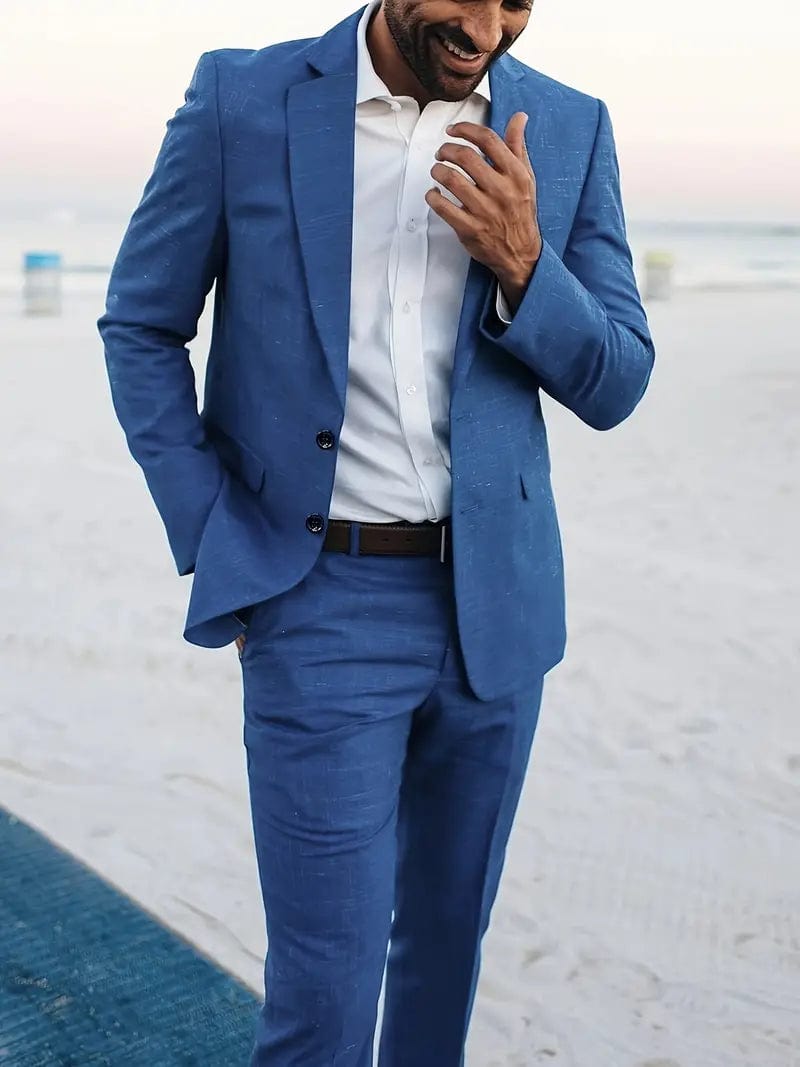 Primadon Anzüge Blau / XS Leon | Eleganter Leinenmischanzug für Herren Slim Fit