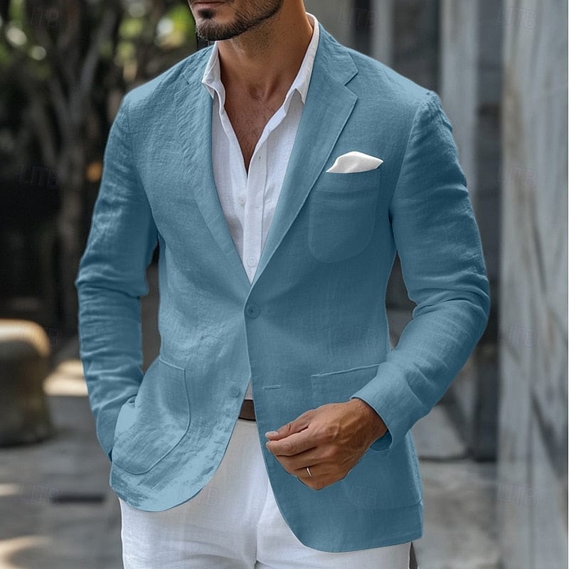 Primadon Anzüge & Blazer Blau / S Leon | Eleganter Leinenblazer für Herren Sommer