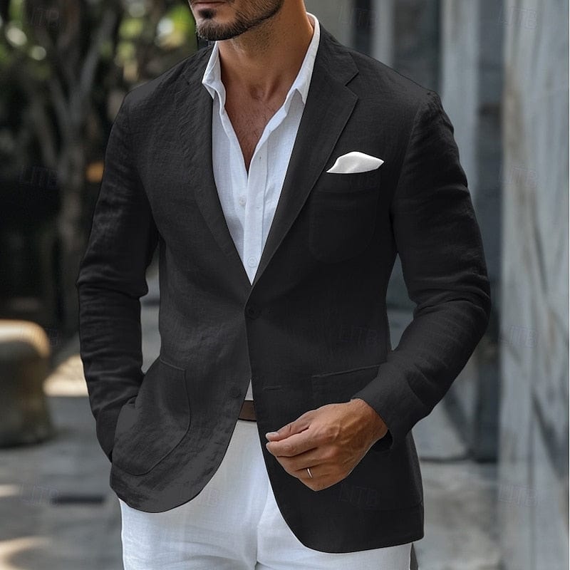 Primadon Anzüge & Blazer Schwarz / S Leon | Eleganter Leinenblazer für Herren Sommer