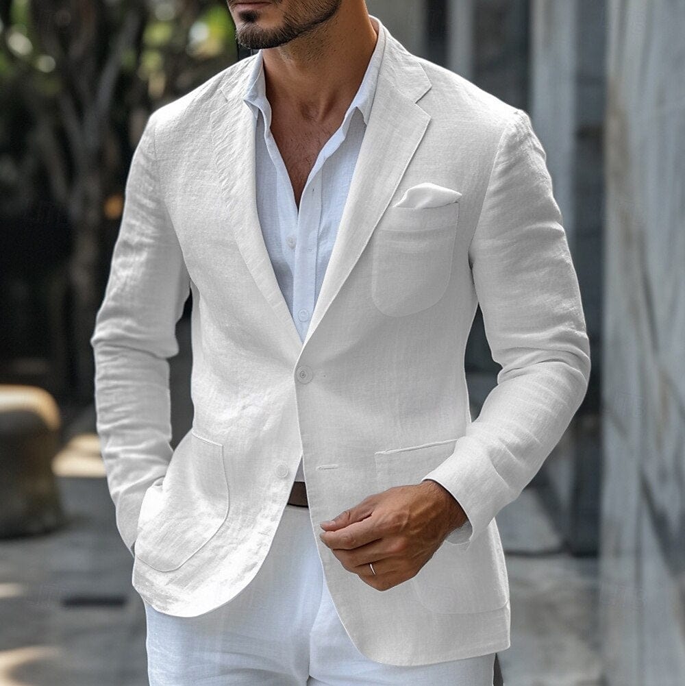 Primadon Anzüge & Blazer Weiß / S Leon | Eleganter Leinenblazer für Herren Sommer