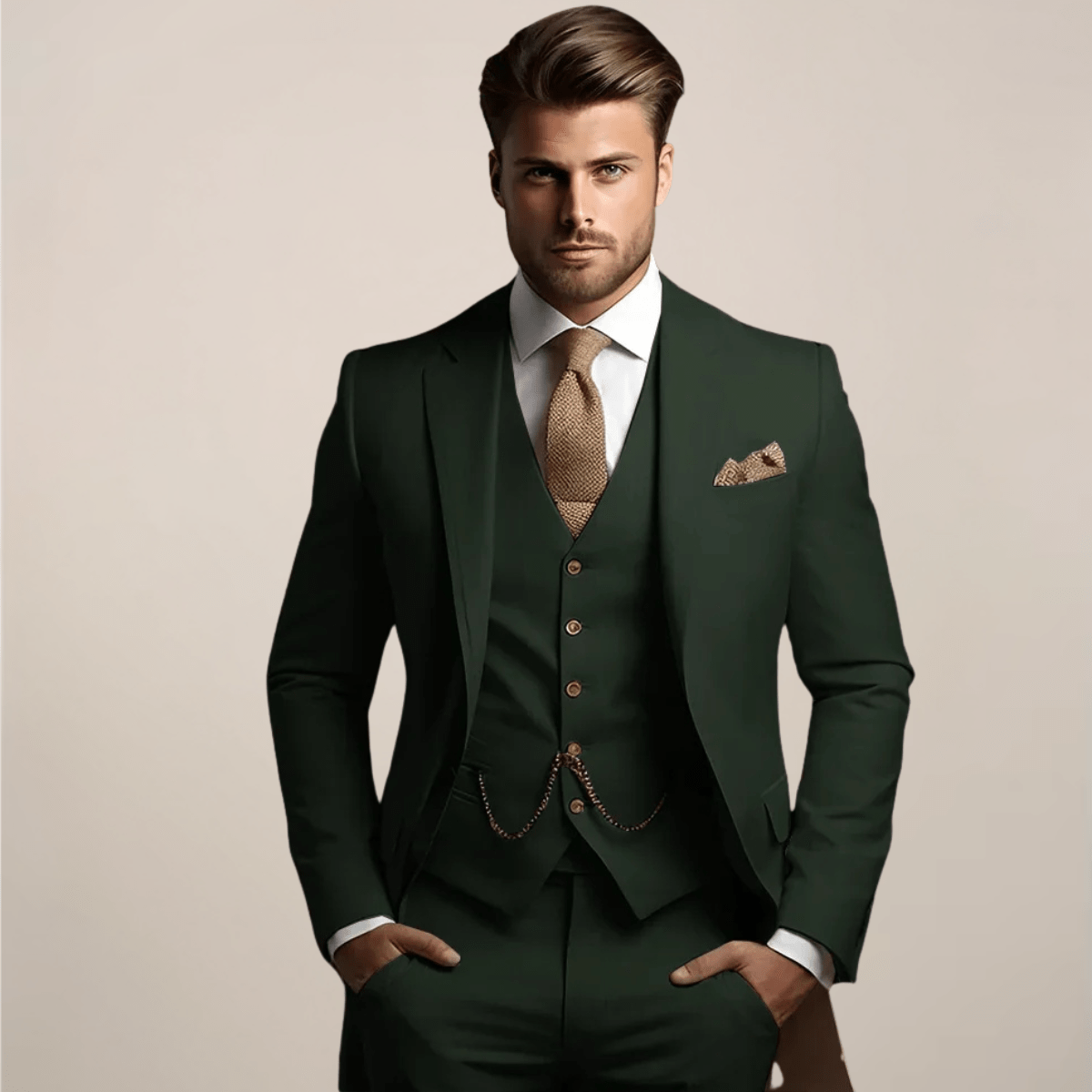 Primadon Anzüge Dunkelgrün / S Adrian | Eleganter Slim Fit Anzug für Herren Hochzeit