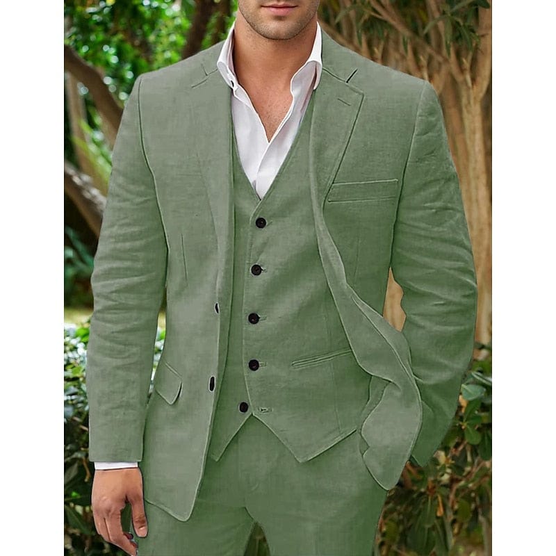 Primadon Anzüge Grün / XS Sebastian | Eleganter Leinenanzug für Herren Hochzeit klassisch