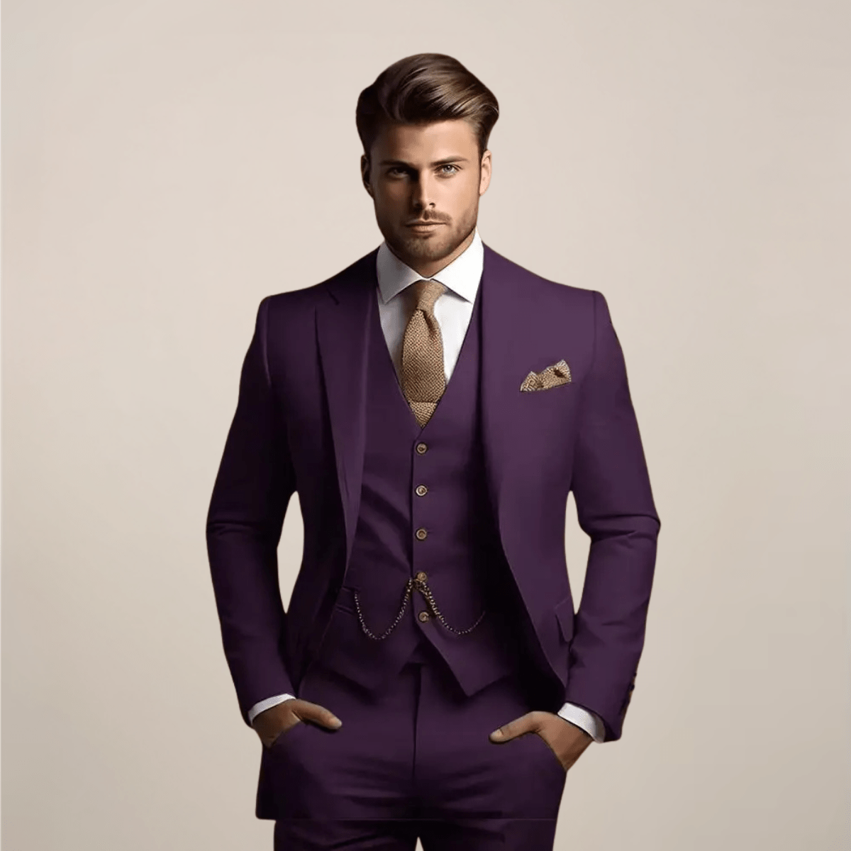 Primadon Anzüge Lila / S Adrian | Eleganter Slim Fit Anzug für Herren Hochzeit
