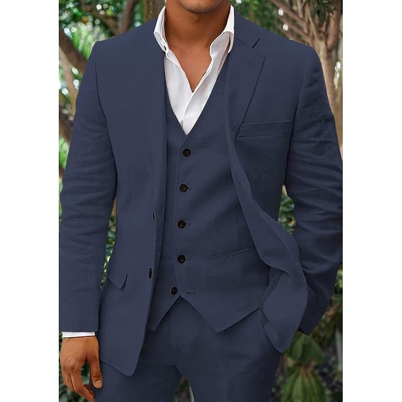 Primadon Anzüge Marineblau / XS Sebastian | Eleganter Leinenanzug für Herren Hochzeit klassisch