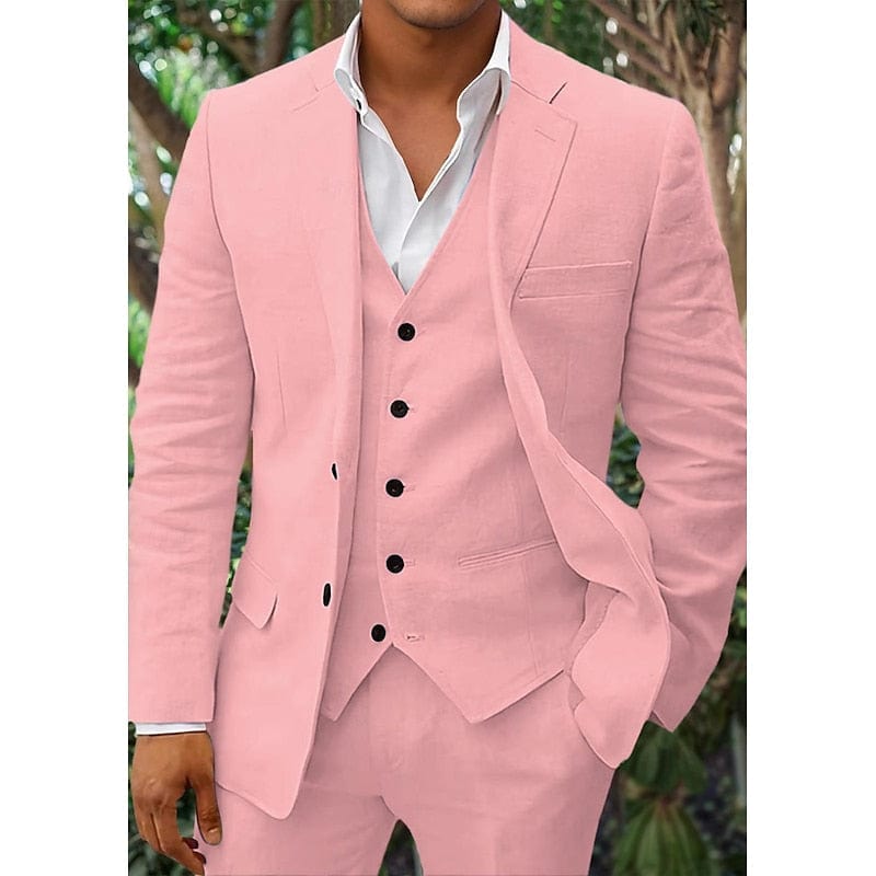 Primadon Anzüge Rosa / XS Sebastian | Eleganter Leinenanzug für Herren Hochzeit klassisch