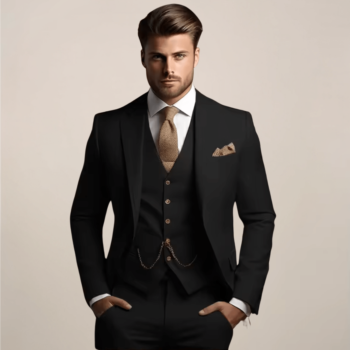 Primadon Anzüge Schwarz / L Adrian | Eleganter Slim Fit Anzug für Herren Hochzeit
