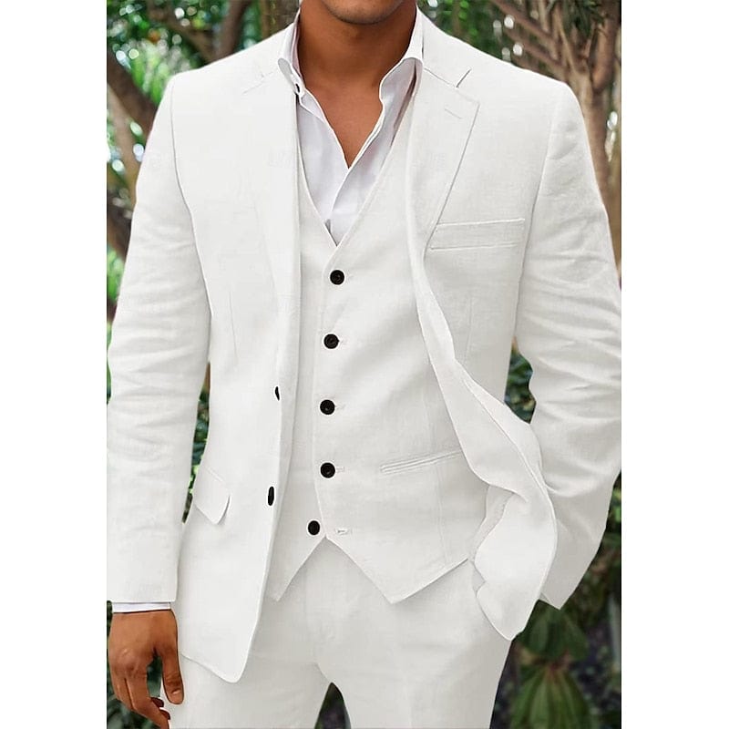 Primadon Anzüge Weiß / XS Sebastian | Eleganter Leinenanzug für Herren Hochzeit klassisch