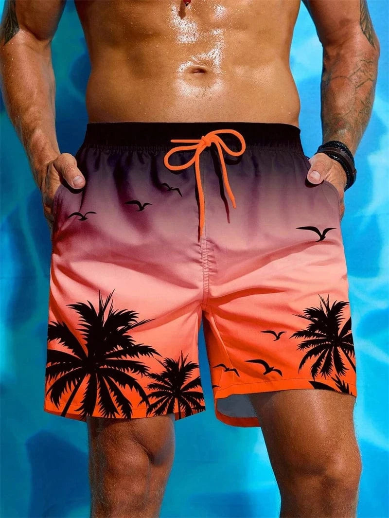 Primadon Badehosen Aqua-Schwarz / L Leo | Atmungsaktive Badeshorts für Herren Sommer