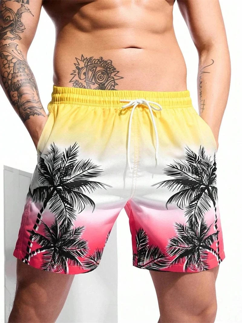 Primadon Badehosen Gelb-Pink / XS Leo | Atmungsaktive Badeshorts für Herren Sommer