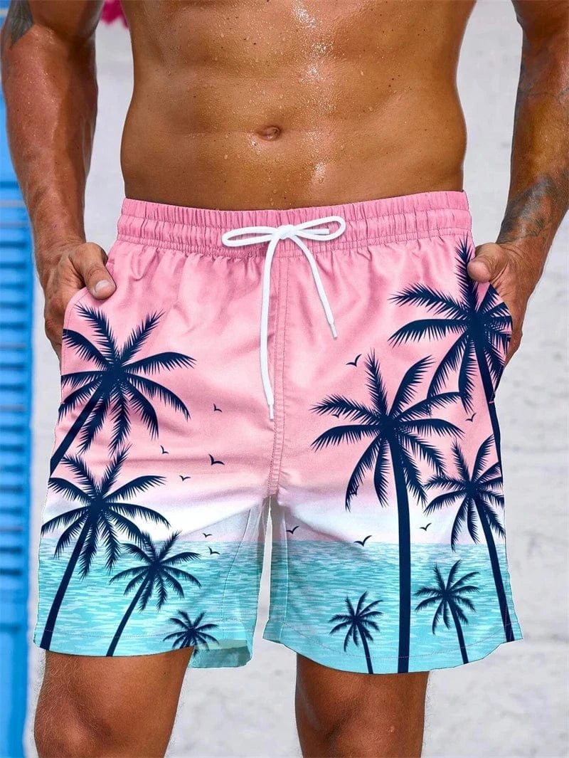 Primadon Badehosen Koralle-Blau Sunset / XXS Leo | Atmungsaktive Badeshorts für Herren Sommer