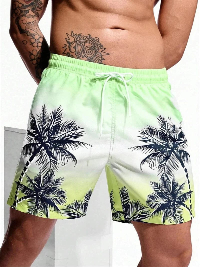 Primadon Badehosen Neon-Limette / L Leo | Atmungsaktive Badeshorts für Herren Sommer