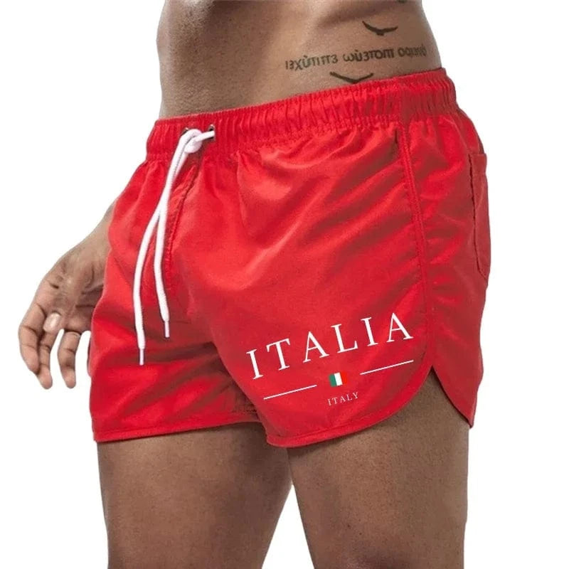 Primadon Badehosen Rot / S Leon | Lässige Badeshorts Herren aus schnelltrocknendem Material