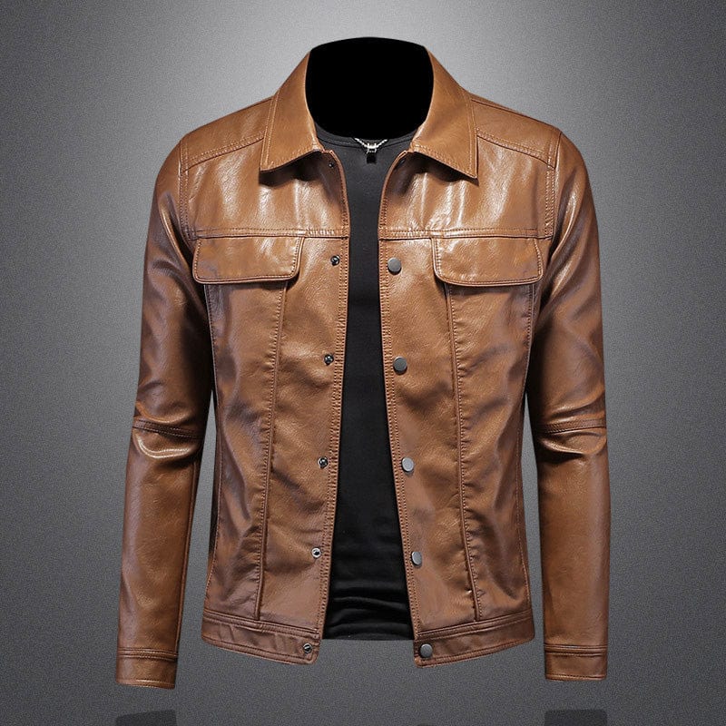 Primadon Bikerjacken Braun / 2XS Leon | Lässige Bikerjacke für Herren aus Leder Slim Fit
