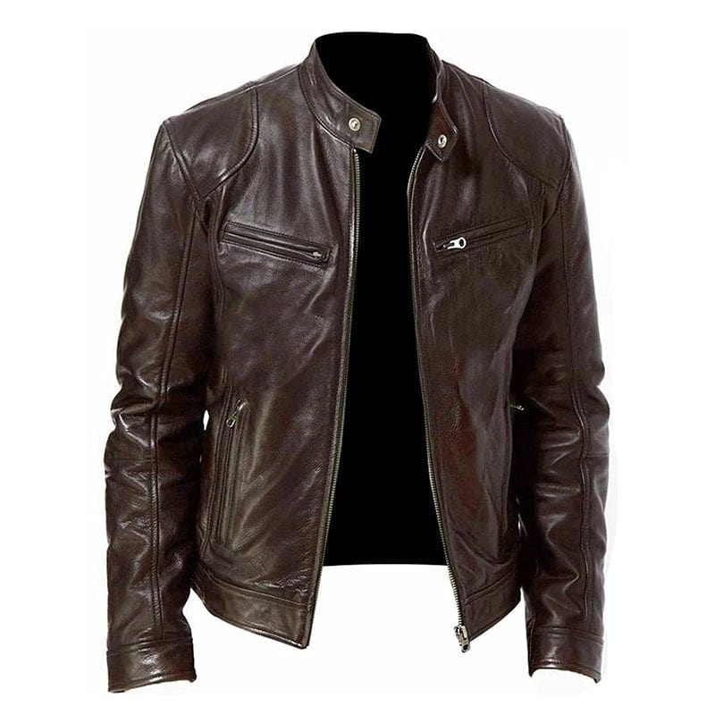 Primadon Bikerjacken Braun / S Leon | Elegante Bikerjacke für Herren Premium Leder