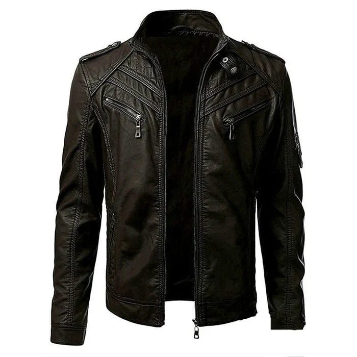 Primadon Bikerjacken Kaffee / S Adrian | Stilvolle Bikerjacke für Herren mit Taschen