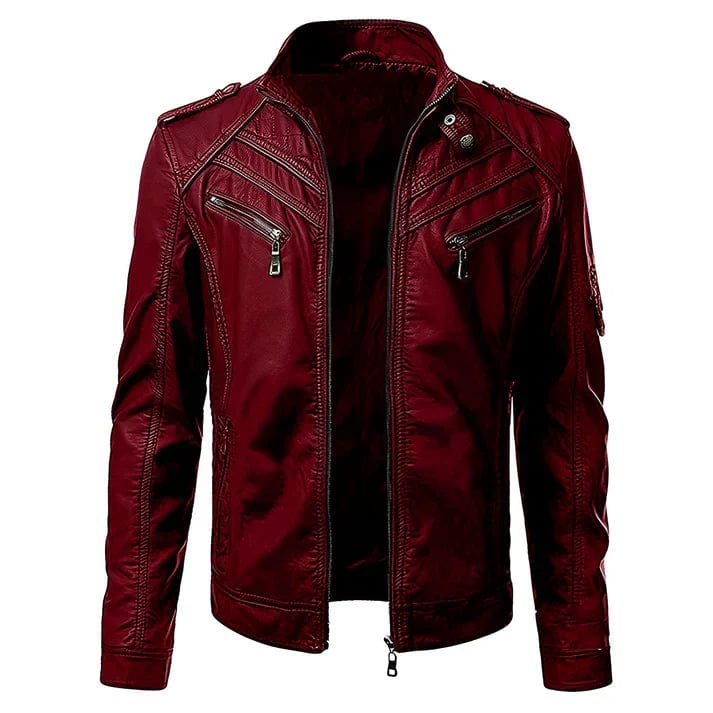 Primadon Bikerjacken Rot / S Adrian | Stilvolle Bikerjacke für Herren mit Taschen
