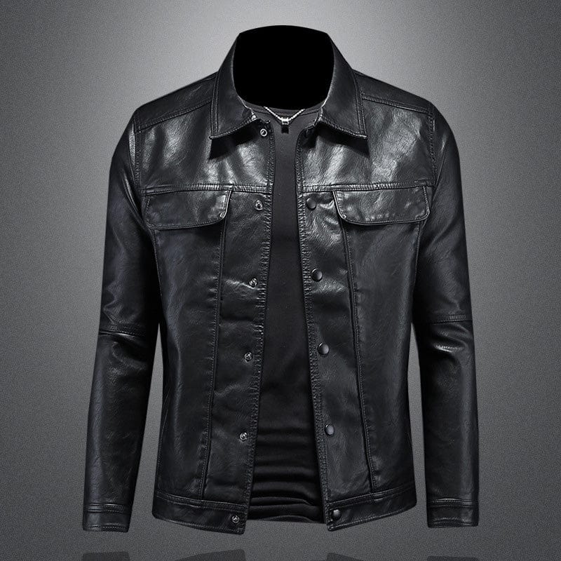 Primadon Bikerjacken Schwarz / 2XS Leon | Lässige Bikerjacke für Herren aus Leder Slim Fit