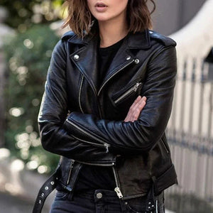 Primadon Bikerjacken Schwarz / S Stylische Bikerjacke für Damen aus PU-Leder vintage inspiriert mit Taschen