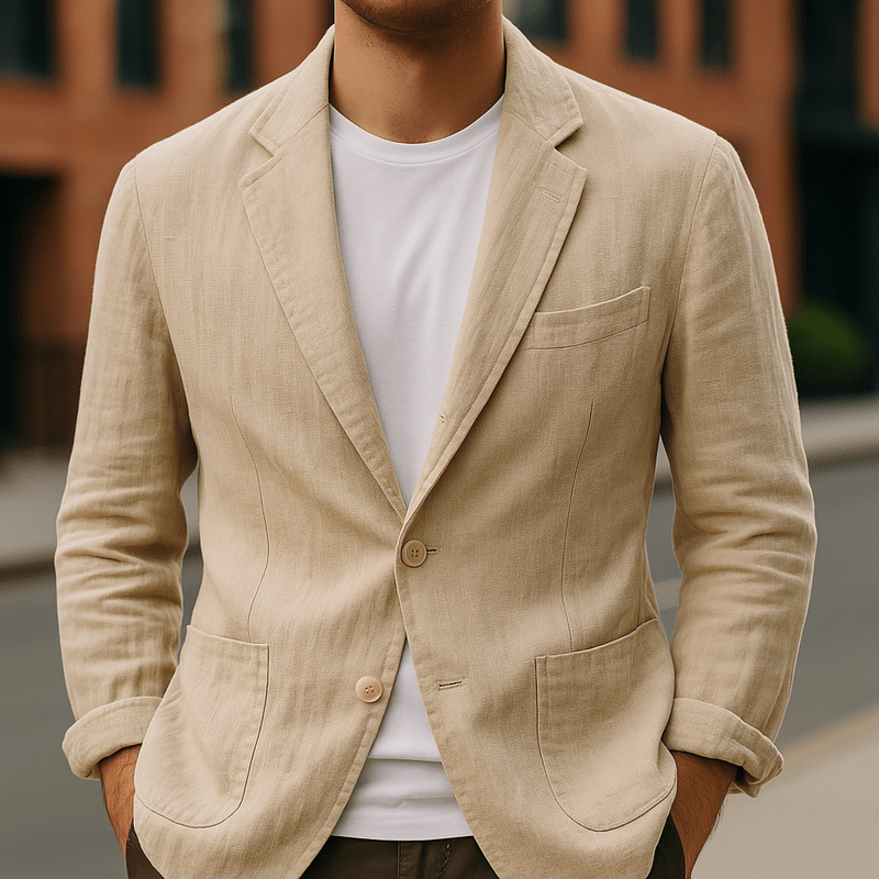 Primadon Blazer Beige / XS Leon | Eleganter Leinenblazer für Herren Slim Fit