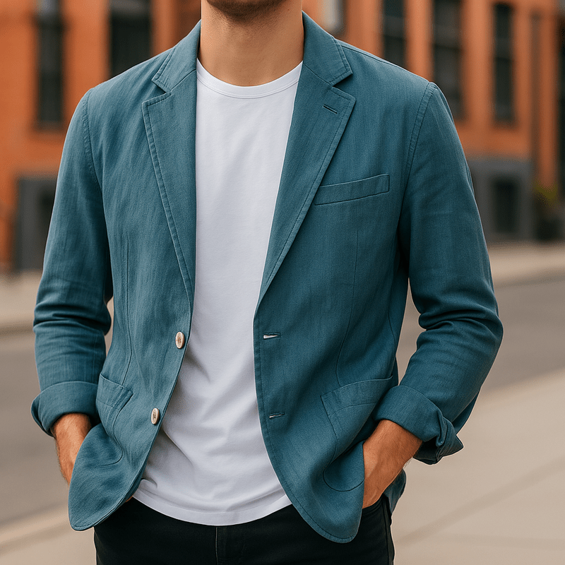 Primadon Blazer Blau / XS Leon | Eleganter Leinenblazer für Herren Slim Fit